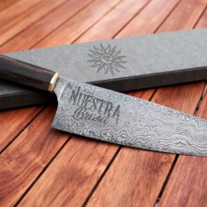 Faca Artesanal em Aço Damasco 10" - Nuestra Brasa