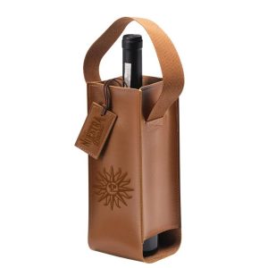 Porta-Vinho Individual de Couro (1 garrafa) - Nuestra Brasa