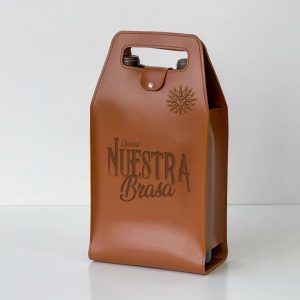 Porta-Vinho Duplo de Couro (2 garrafas) - Nuestra Brasa
